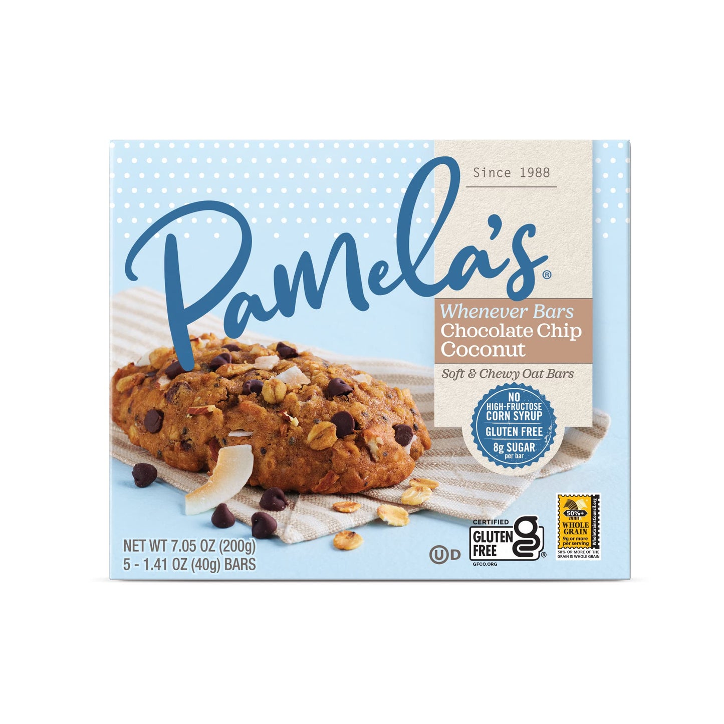 Pamelas Whenever Bars Oat Chocolate Chip Coconut, 5 Count (Pack of 1), Model 343