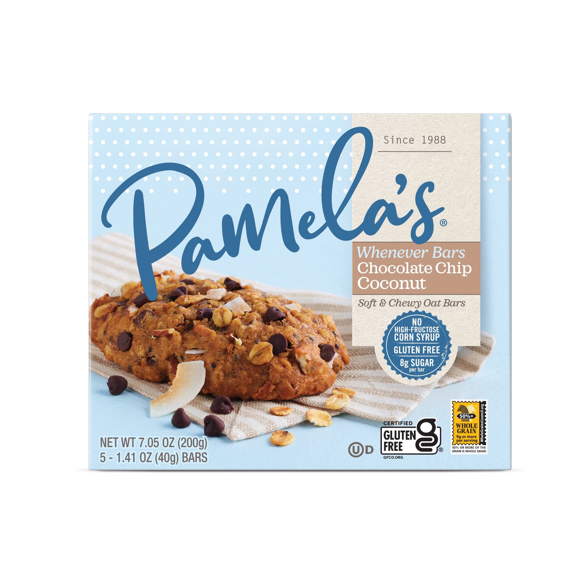 Pamelas Whenever Bars Oat Chocolate Chip Coconut, 5 Count (Pack of 1), Model 343