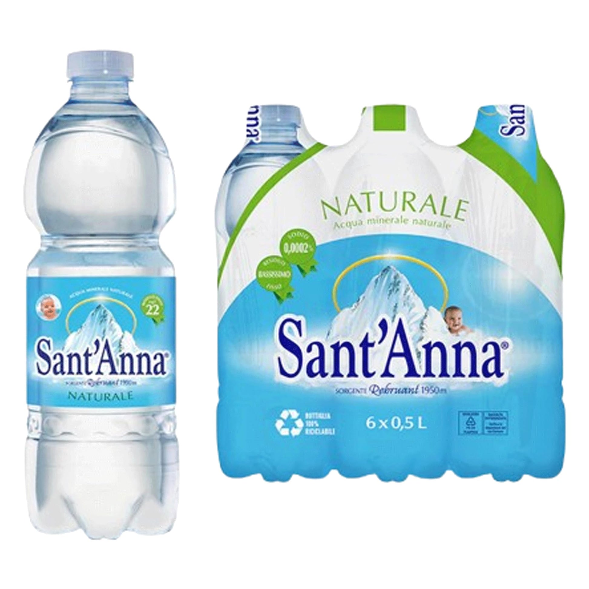 Acqua SantAnna Still Mineral Water, 16.9 Fl Oz Bottles (6-Pack), Sodium-Free, Nitrate-Free, BPA-Free