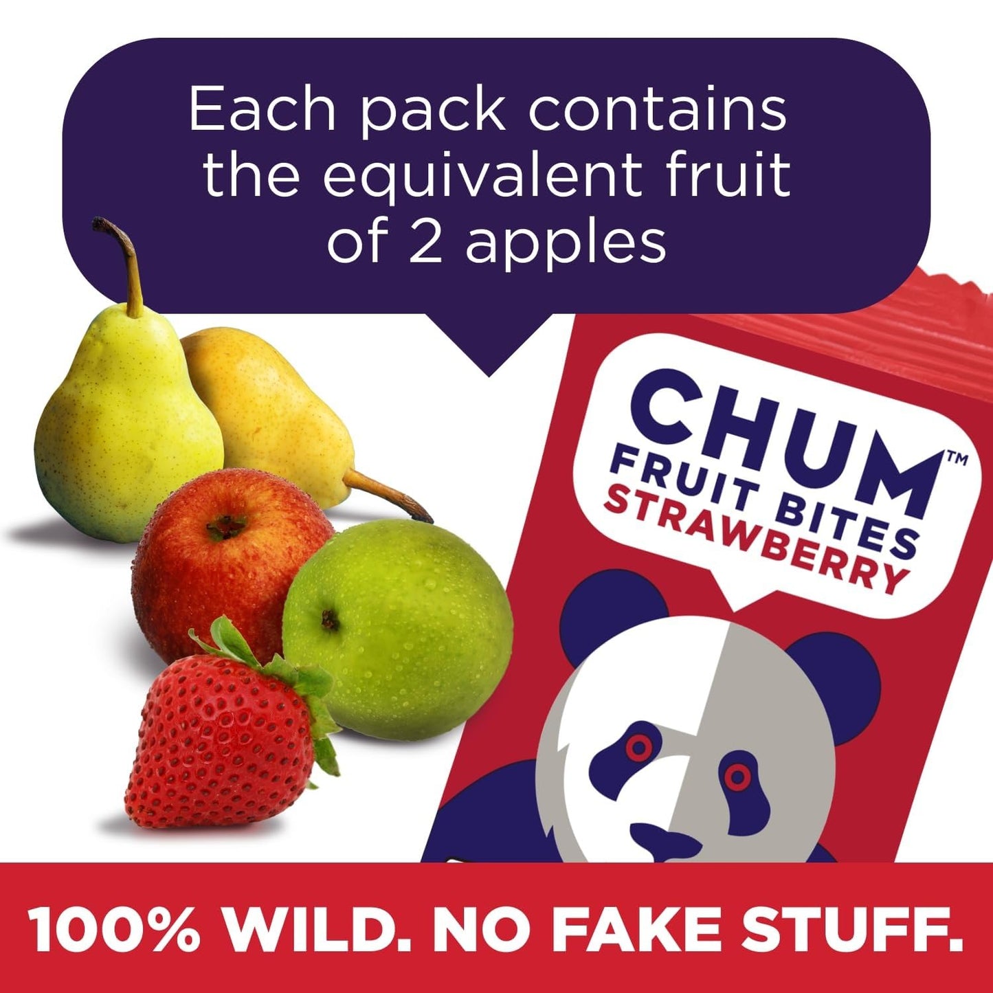 Chum Fruit Bites 100% Real Fruit Snacks - Strawberry, 40-Pack | Non-Gmo, No Added Sugar Or Preservatives | Top 12 Allergen And S