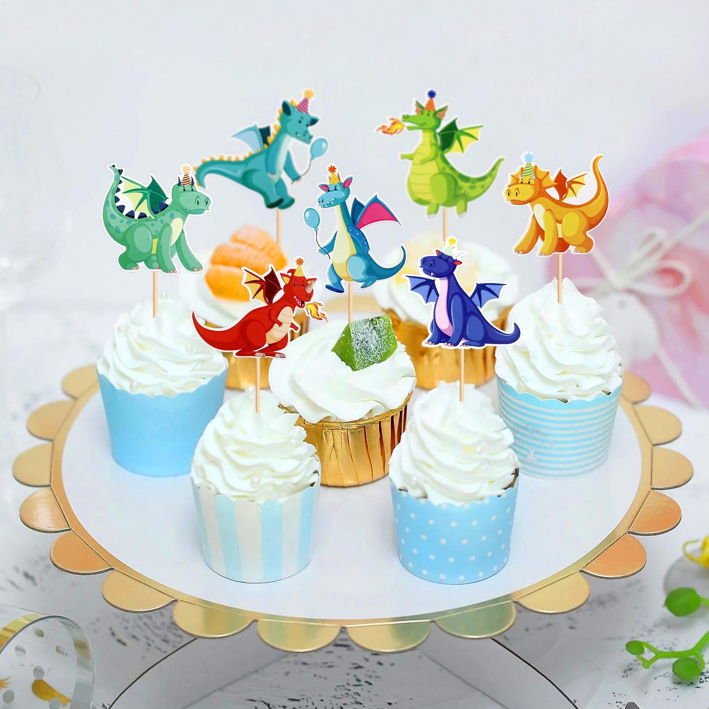 Ercadio 24 Pack Dragon Cupcake Toppers Lovely Dragon Cake Picks Lovely Dragon Cupcake Topper Dragon Cupcake Toppers Picks For Dr