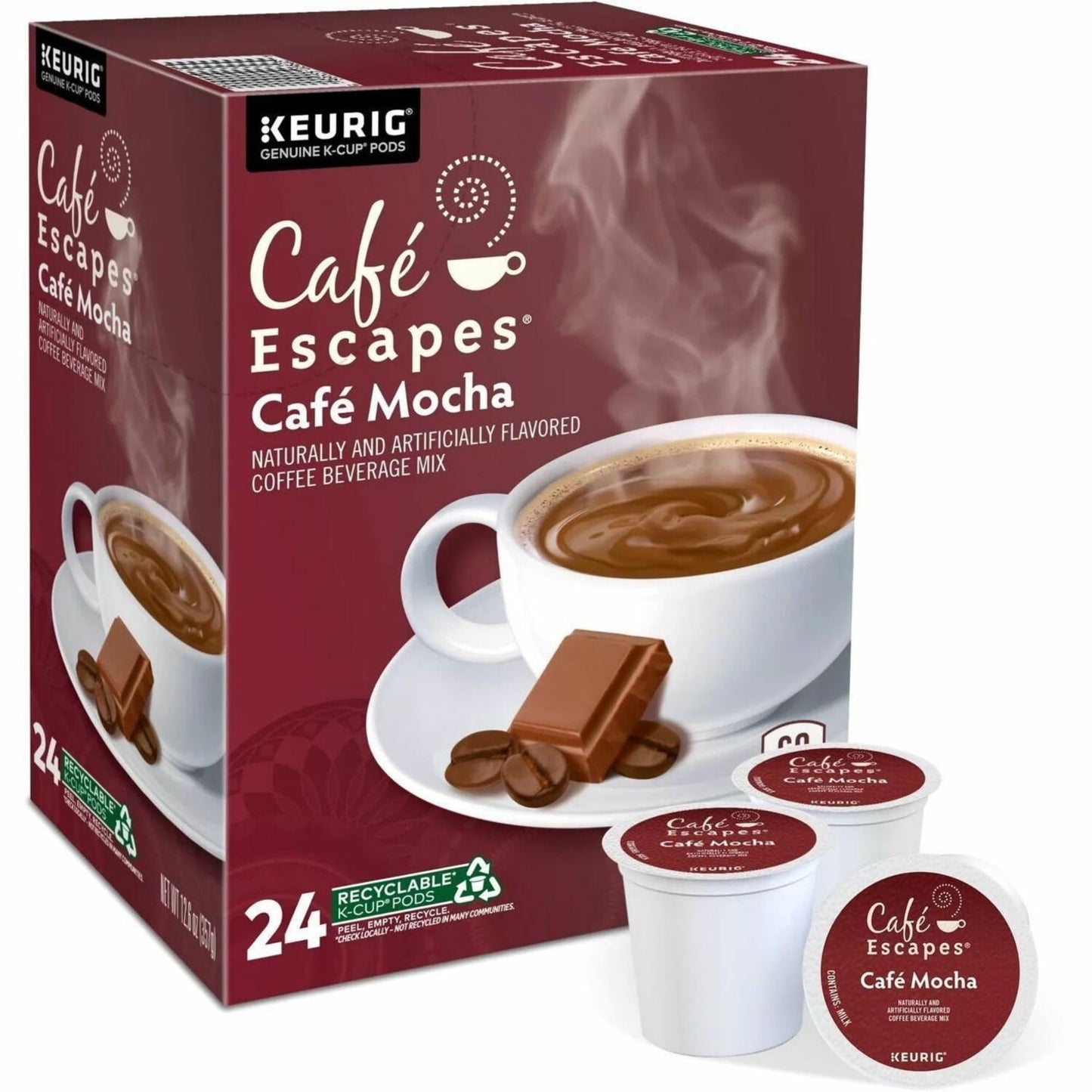 Café Escapes Single-Serve Coffee K-Cup Pods, Cafe Mocha, 24 Count, Brown, Model 5000203025