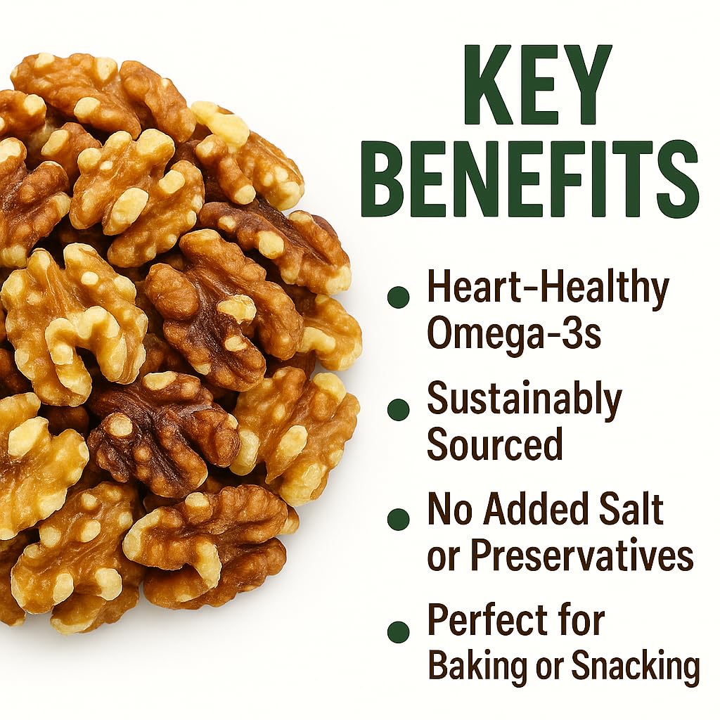 Anna and Sarah Raw Walnuts Halves & Pieces, 16 Oz, 100% Natural, Non-GMO, Kosher, Vegan, No Salt, Shelled, Resealable Bag