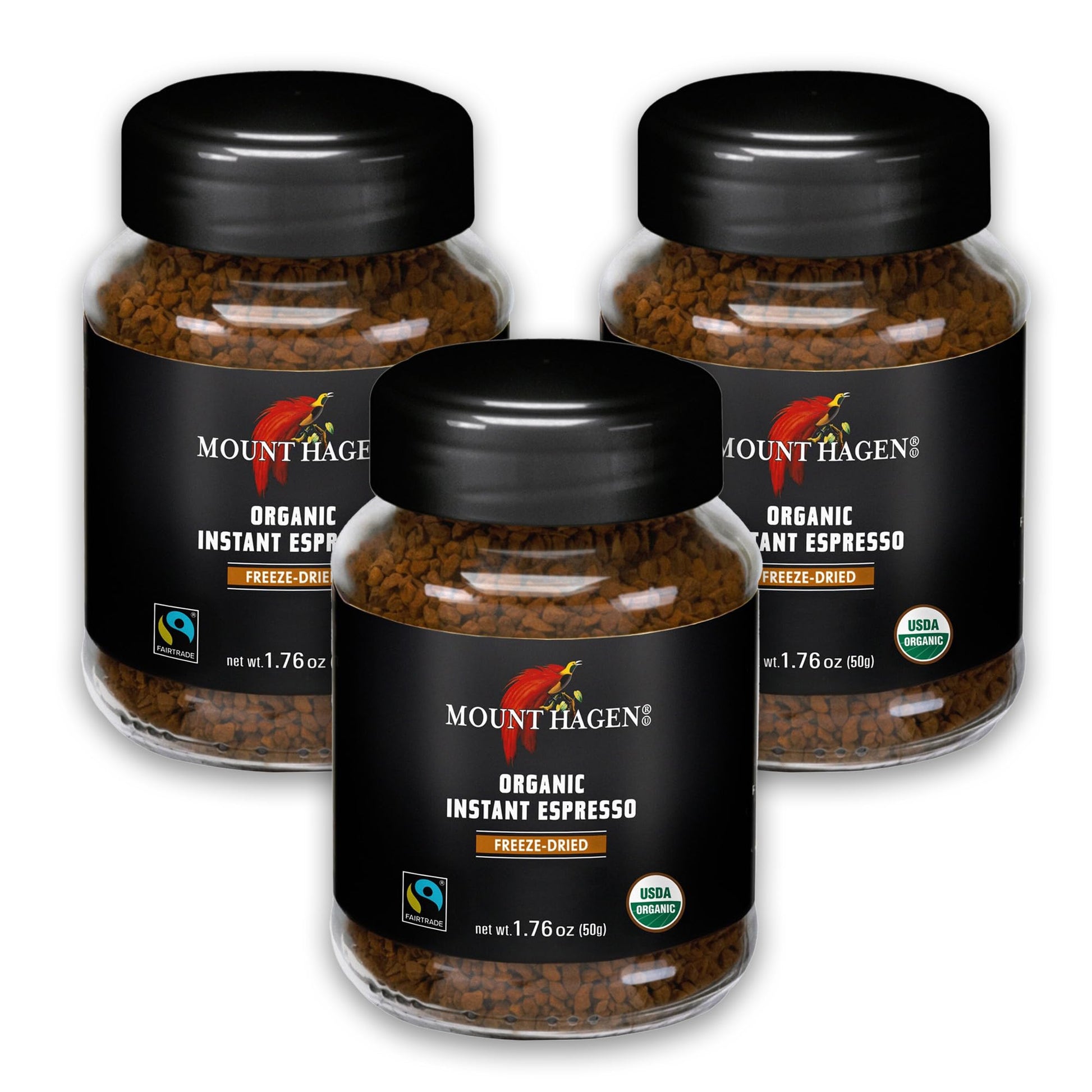 Mount Hagen Instant Espresso Coffee 3 Pack, Eco-friendly Organic Espresso Coffee Made From Medium Roast Arabica Beans, Freeze Dr