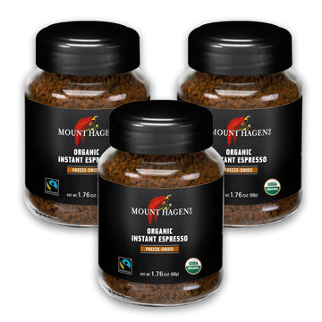Mount Hagen Instant Espresso Coffee 3 Pack, Eco-friendly Organic Espresso Coffee Made From Medium Roast Arabica Beans, Freeze Dr