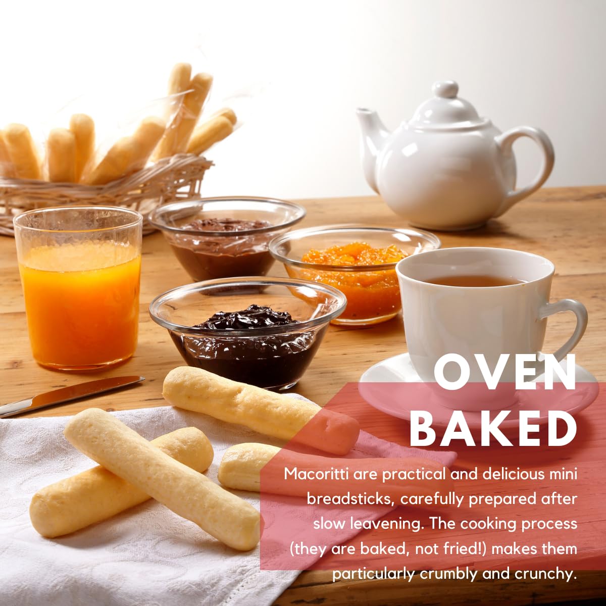 I Macoritti Maxi Breadsticks | Dip & Bread Sticks Snacks - Authentic Italian Bread Snack, Grab-And-Go Convenience, Oven-Baked, M