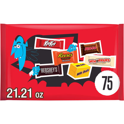 HERSHEYS Miniatures Assorted Flavored, Halloween Candy Bag, 21.21 oz (75 Pieces)