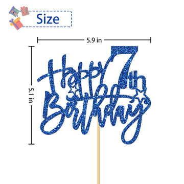 Roadsea Happy 7Th Birthday Cake Topper - Kid Girl Boy Seven Years Old Birthday Cake Supplies - 7Th Birthday Party Decorations -