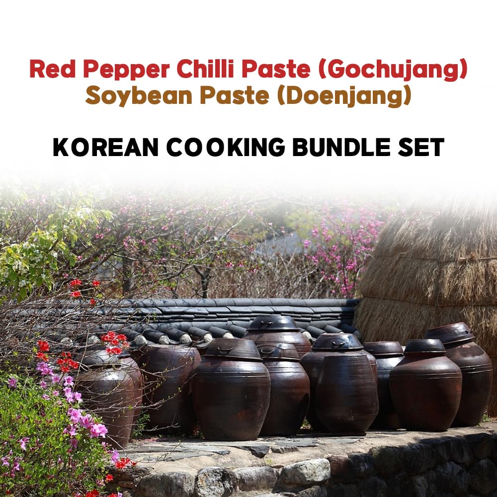 Box Of Life Cj Red Pepper Chilli Paste (Gochujang) 500G & Soybean Paste (Doenjang) 500G Korean Cooking Bundle Set