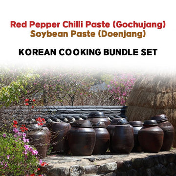 Box Of Life Cj Red Pepper Chilli Paste (Gochujang) 500G & Soybean Paste (Doenjang) 500G Korean Cooking Bundle Set