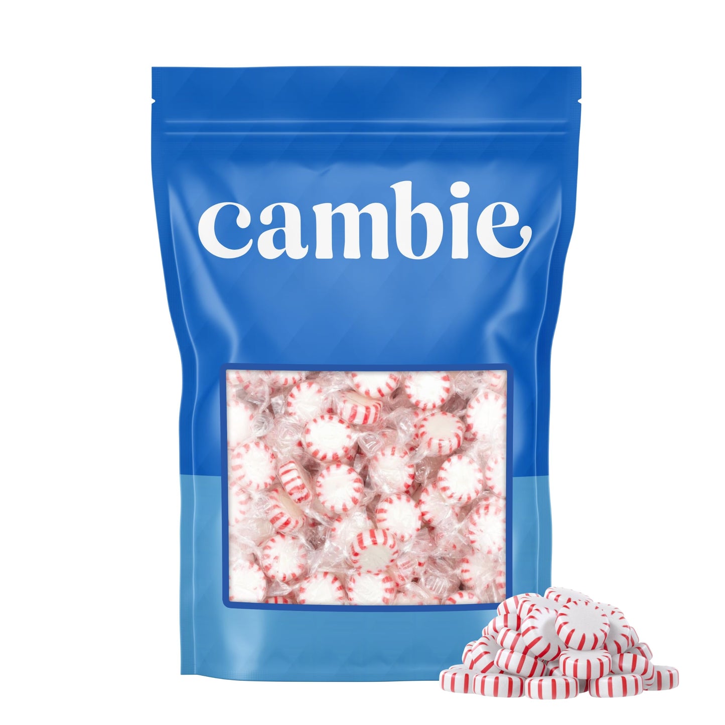 Cambie Peppermint Starlights Candy | Individually Wrapped Mint Hard Candy | 2 lbs | Red