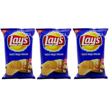 Lay'S Potato Chips, India'S Magic Masala Flavour, Crunchy Chips & Snacks 3 Pack