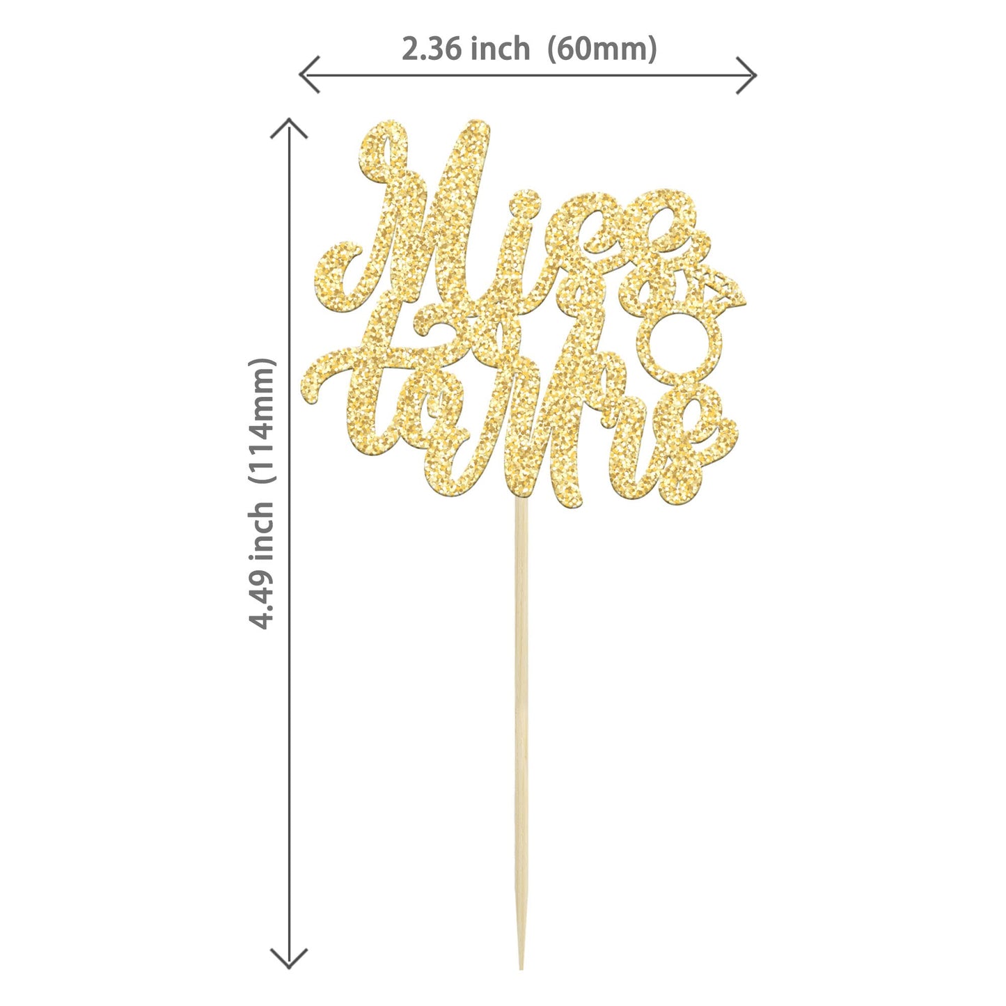 24Pcs Gold Glitter Miss To Mrs Cupcake Toppers Wedding Bridal Shower Cupcake Pick Decorations For Bridal Shower Wedding Engagement Bachelorette Party Supplies