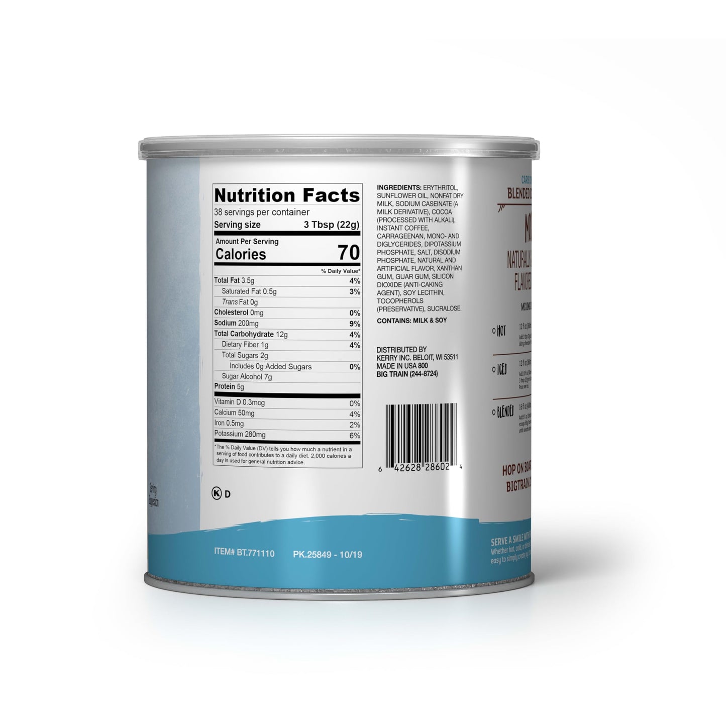 Big Train Low Carb Mocha Blended Ice Coffee Beverage Mix, 1.85 Pound (Pack of 1)