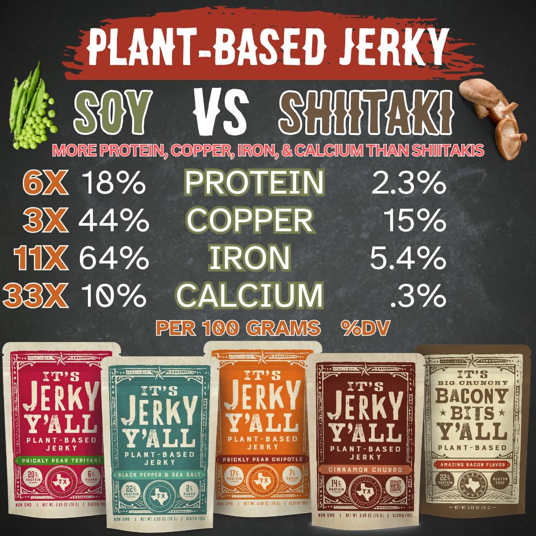 It'S Jerky Y'All Vegan Jerky Sea Salt & Pepper - Beyond Tender And Tasty Vegan Snacks - High Protein, Low Carb, Non-Gmo, Gluten-