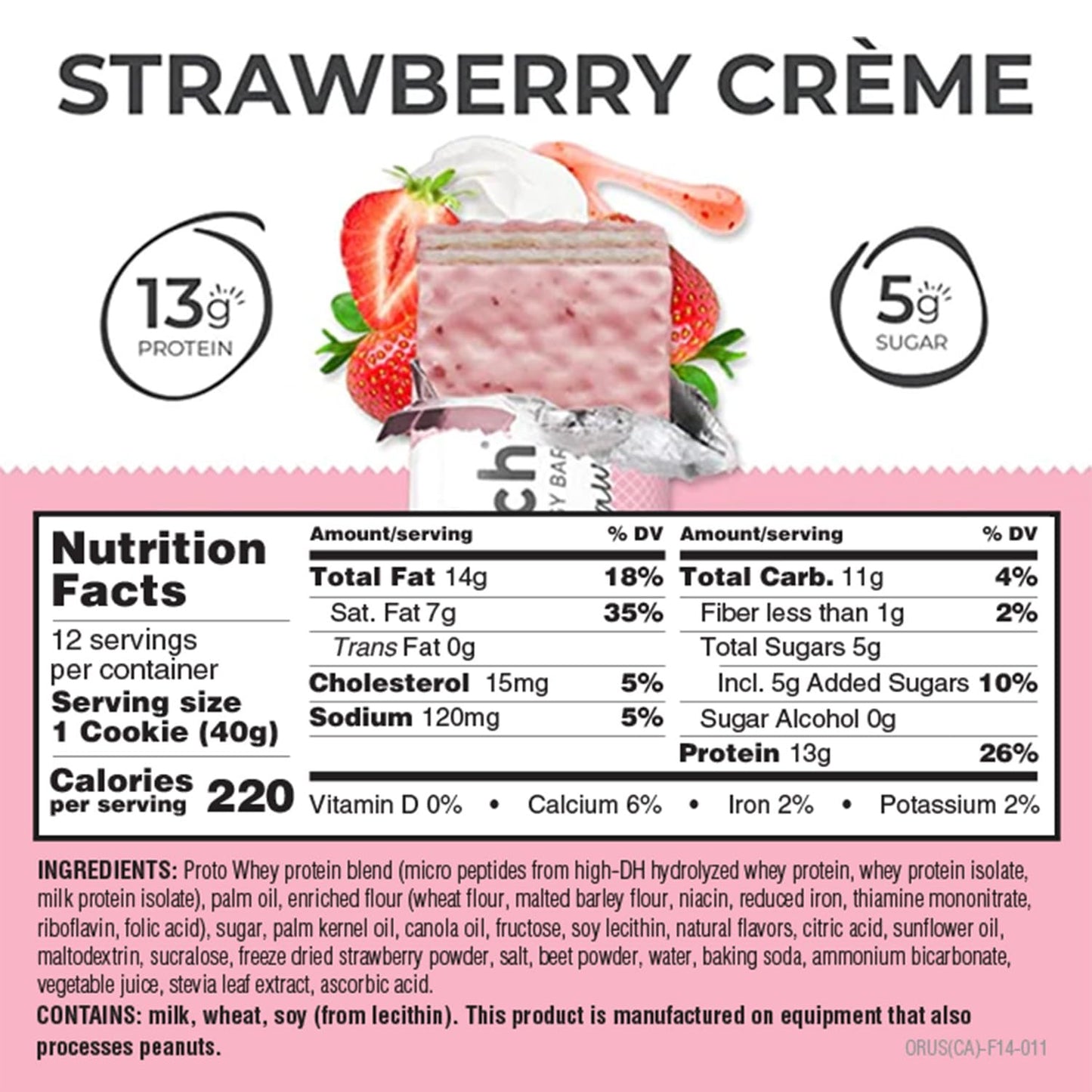 Power Crunch Protein Wafer Bars, High Protein Snacks With Delicious Taste, Strawberry Crme, 1.4 Ounce (12 Count)