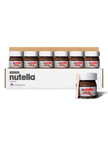 Mini Nutella Glass Jars Chocolate Hazelnut Spread (0.88 Oz) -(7 Units) Weekly Pack + 7 Mini Spoons Atrevo Bundle Pack. Back To S