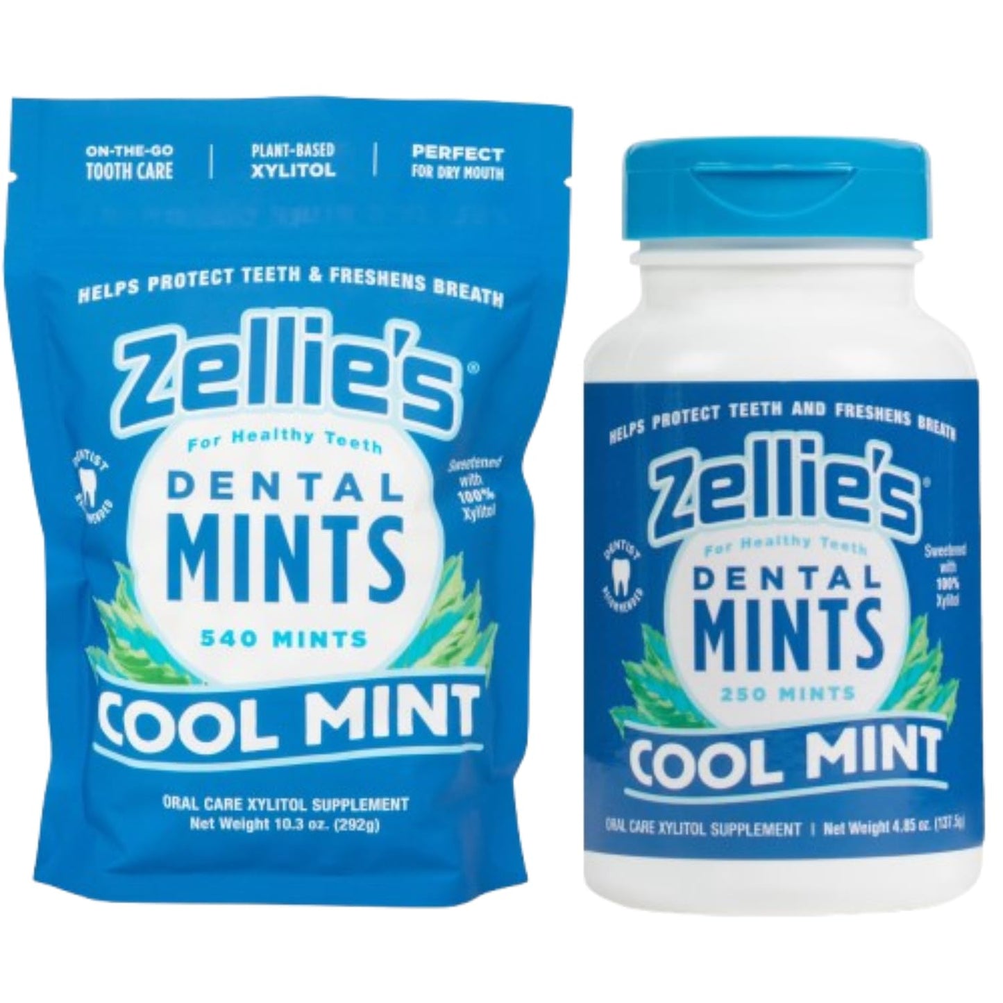 Zellie'S | 100% Xylitol Sugar Free Breath Mints Combo Pack | Includes (1) Cool Mint Breath Mints 250 Count & (1) Cool Mint Breat