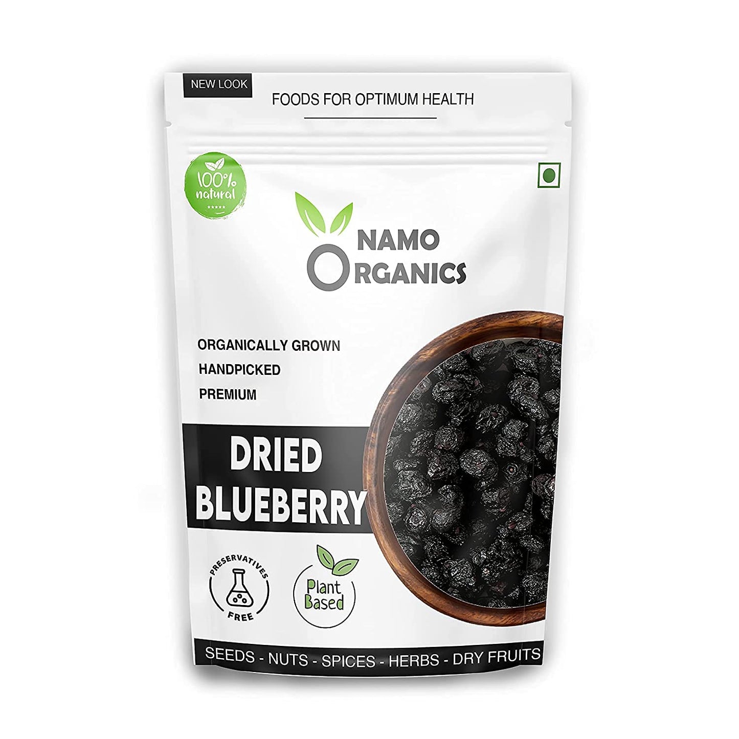 Namo Organics - Dried Whole Blueberries - 500 Gm Pouch - Blueberry without added sugar (Unsweetened Dry Fruits)