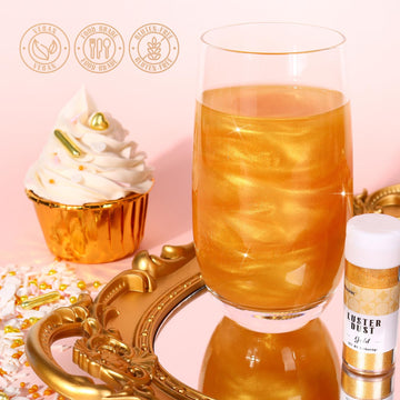 Gold Edible Glitter For Drinks, 5G Gold Luster Dust Edible For Food, Perfect For Cake Decorating, Cocktails, Cupcakes, Drinks, C