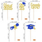 YCTHUNFISH 30 Pack Graduation Cupcake Toppers, Gold Blue Glitter, Bamboo Picks for Class of 2025 Party Decorations
