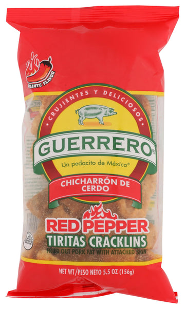 Guerrero Tender Cracklin Chicharrones Red Pepper Cracklins 5.5oz Bag