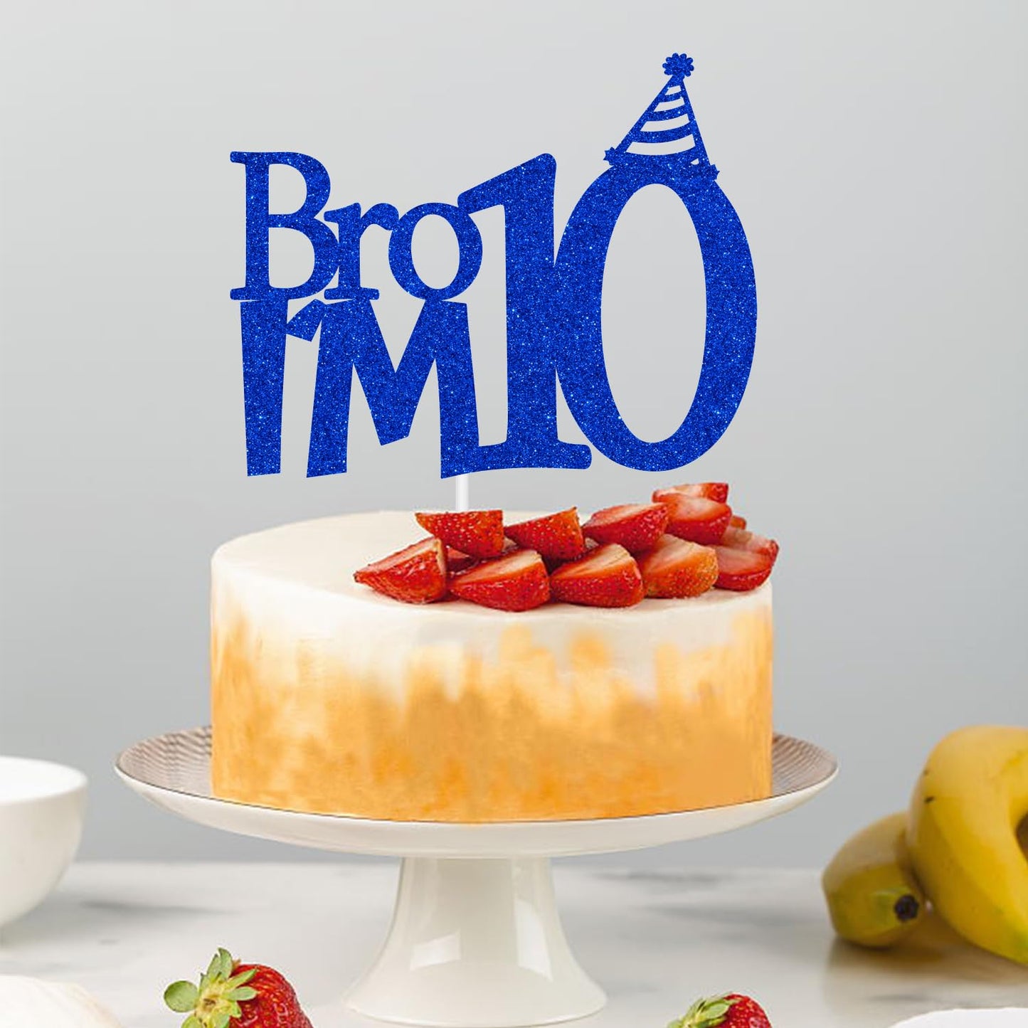 Happy 10Th Birthday Cake Topper, Out Single Digits I'M 10, Bro I'M 10 Cake Decor, Boys Funny 10Th Birthday Party Decorations Blu