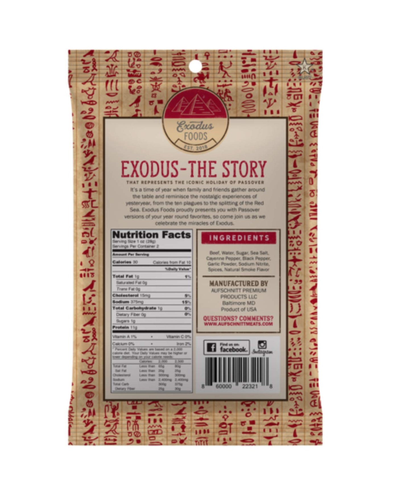 Exodus Passover Beef Jerky | Kosher (Star-K Certified) | Gluten Free (Spicy, 5 Pack) | By Aufschnitt Meats