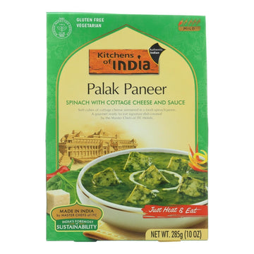 Kitchens of India Ready to Eat Palak Paneer, Spinach with Cottage Cheese, 10-Ounce Boxes (Pack of 6)