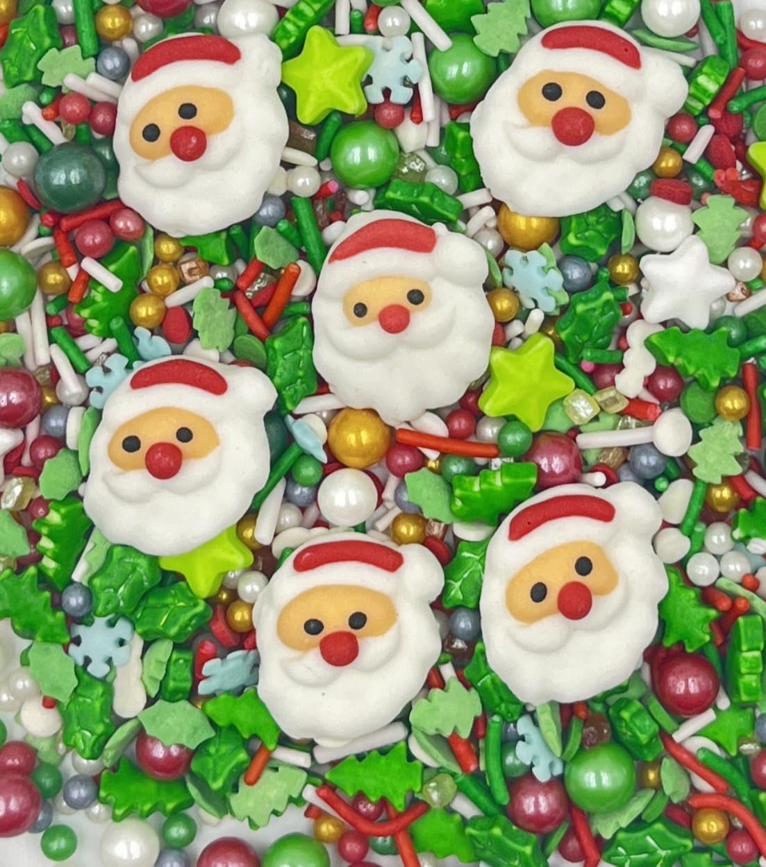 1 Bottle Christmas Sprinkles | Cake Cupcakes And Ice Cream Topper Decorations | Edible Holiday Sprinkles 3.35 Oz(6 Santa Tree Mixing) For Christmas