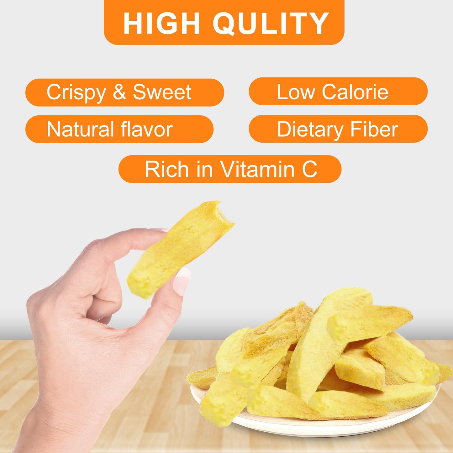 5 Oz Enhanced Freeze-Dried Mango Sliced, Freeze Dried Fruit Mangoes, Crunchy Natural Snack With Low Calories, Fresh Mango-Chips, Fruit Snacks For Kids, Travel, Smoothie, Yogurt, Baked Goods, Holiday Gifts