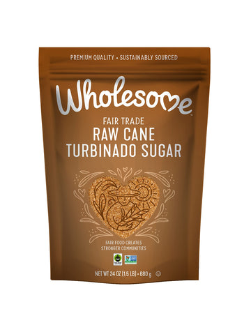 Wholesome Sweeteners Raw Cane Fair Trade Unrefined Non Gmo Gluten Free 1.5 Pound Pack Of, Natural Turbinado Sugar, 288 Ounce, (P