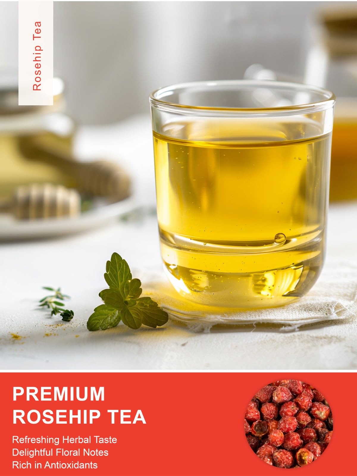 TeeLux Rose Hips Tea Bags, Premium Herbal Tea, Caffeine-free, Fruity Flavor, 100 Count