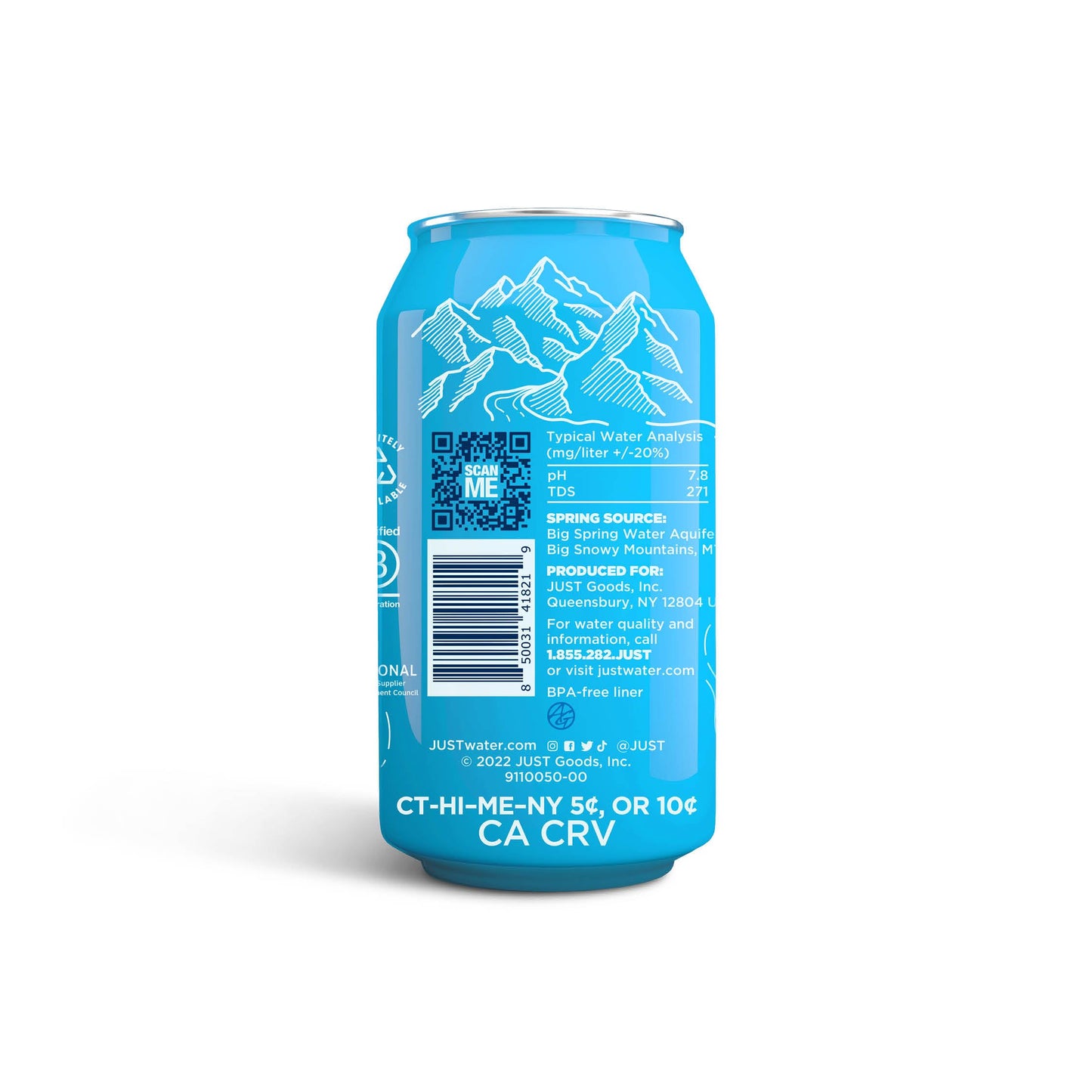JUST Water Spring Water 24 Pack - Natural Still Water in Aluminum Cans 12 fl oz - Eco-Friendly Packaging - Sustainable Source -