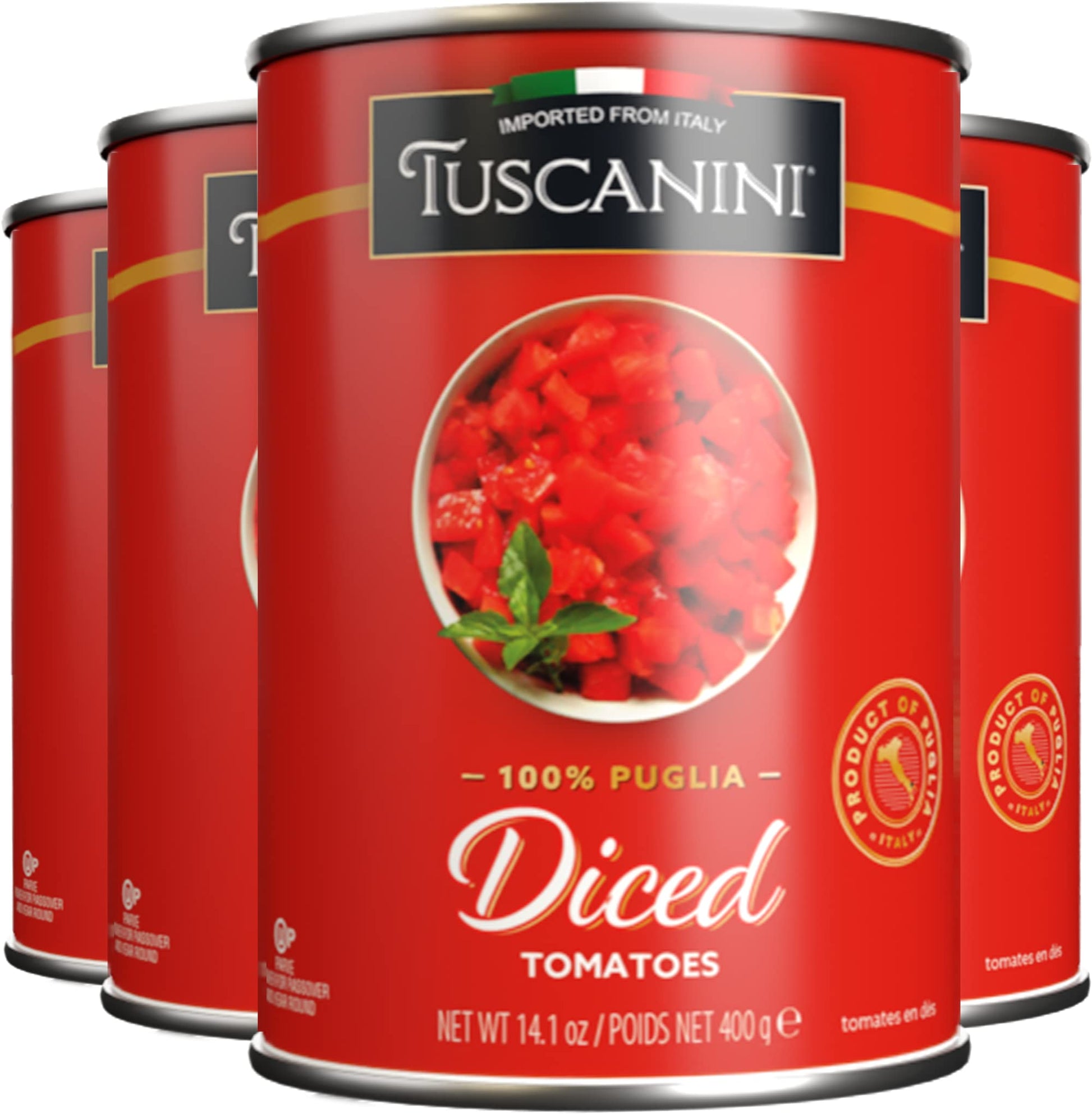 Tuscanini Diced Tomatoes 14.1oz (4 Pack) | 100% Italian Tomatoes, Delicious Taste & Texture, Perfect for Pizza and Sauces, BPA F