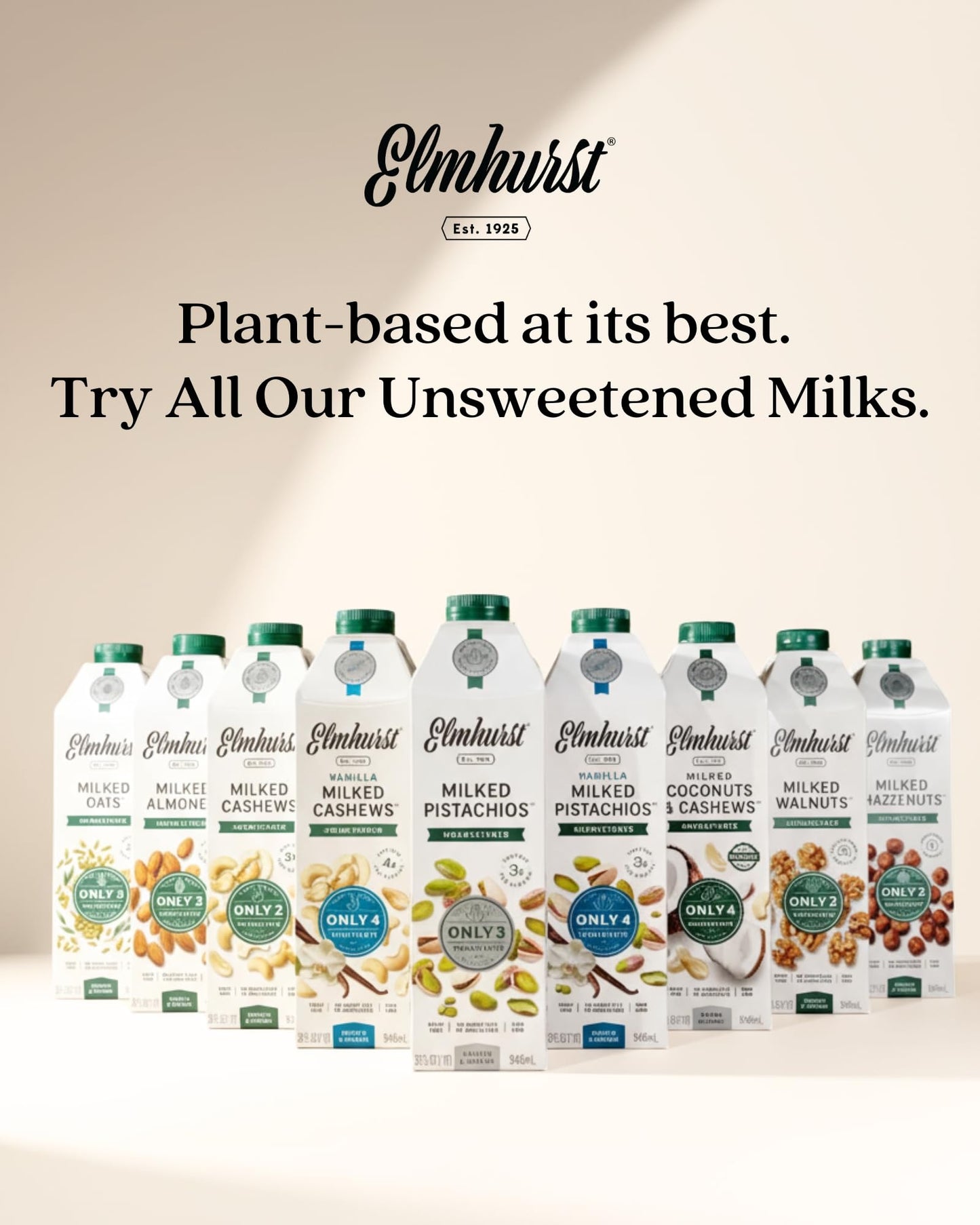 Elmhurst 1925 Unsweetened Coconut & Cashew Milk - 32 Ounce (Pack of 6) Dairy-Free  Gluten-Free  Vegan  Shelf Stable Milk Made w/ Coconut Cream & Cashews for Healthier  Simpler Plant-Based Alternatives
