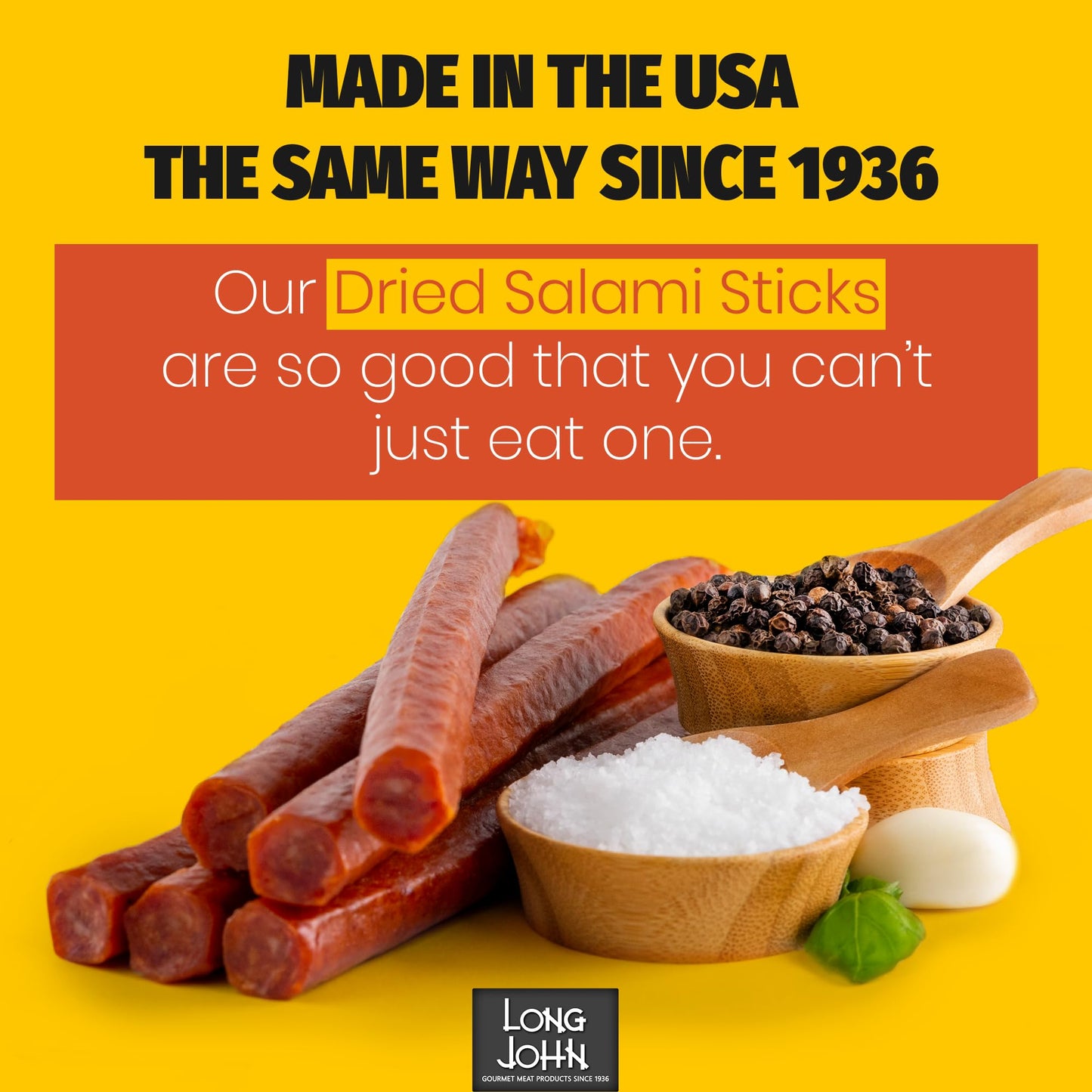 Long John Snacks Dried Salami Sticks - High Protein, Low Carb, Gluten-Free, 16 Oz