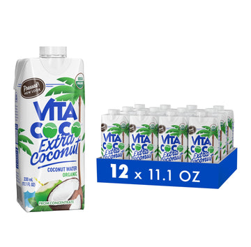 Vita Coco Organic Coconut Water  Extra Coconut | More Coconutty Flavor | Hydrating Electrolytes | Vital Nutrients | 11.1 Fl Oz (Pack of 12)