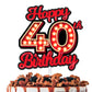 Happy 40th Birthday Cake Topper Fluorescent Flashing Night Out Hen Movie Nightclub Theme Decor Supplies Boy Girl Happy Birthday 