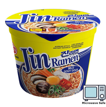 [Ottogi] Jin Ramen Mild, Korean Style Instant Noodle, Rich Flavor, Instant Cup Bowl Ramen, Best Tasting Ramyun, Traditional Gourmet Taste [6 Bowl] (110Gx6)-1 Box, (Microwave Safe)