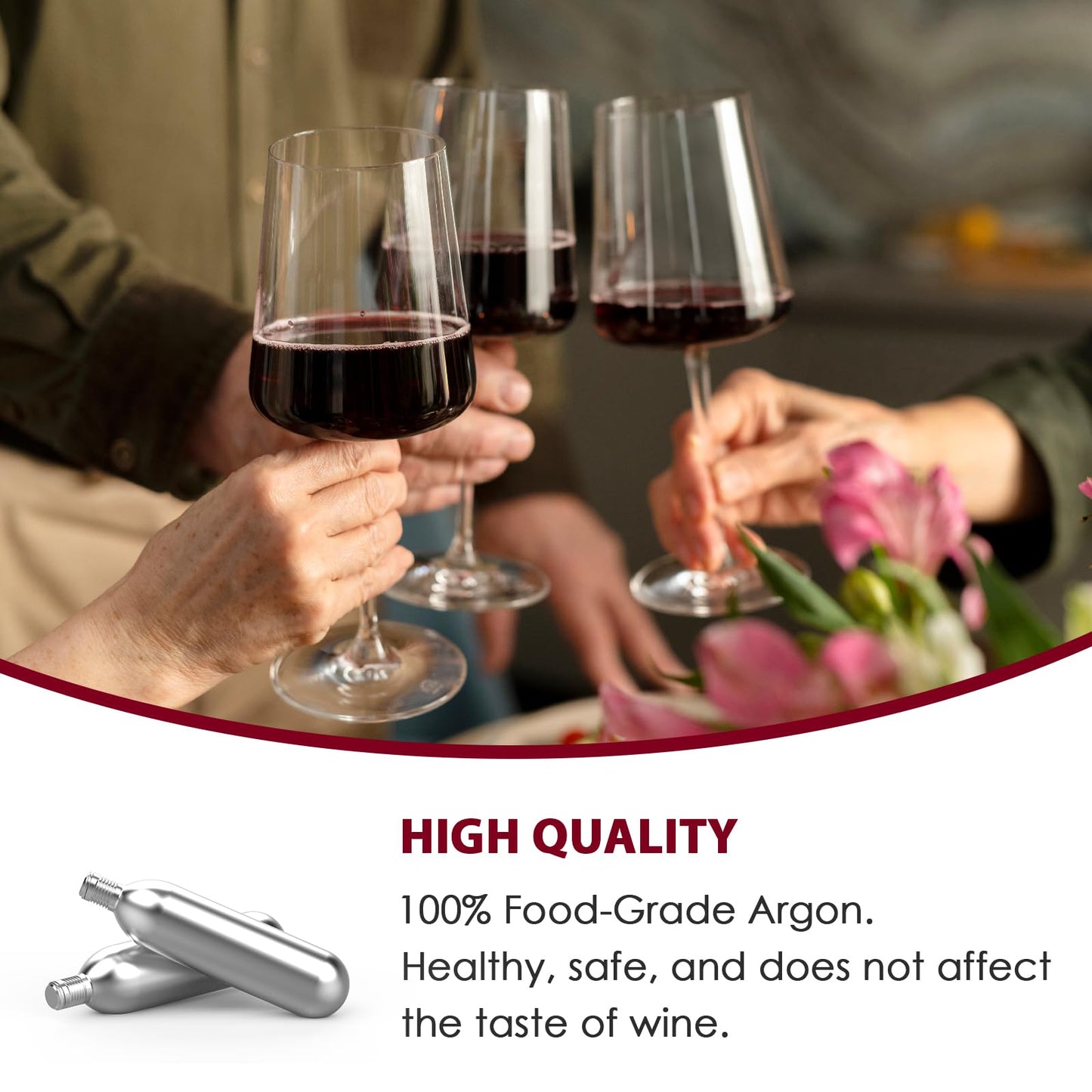Blue Flag Argon Gas compact pieces - Wine Preservation Stoppers, Silver, Plastic, Cylindrical, 24 Packs