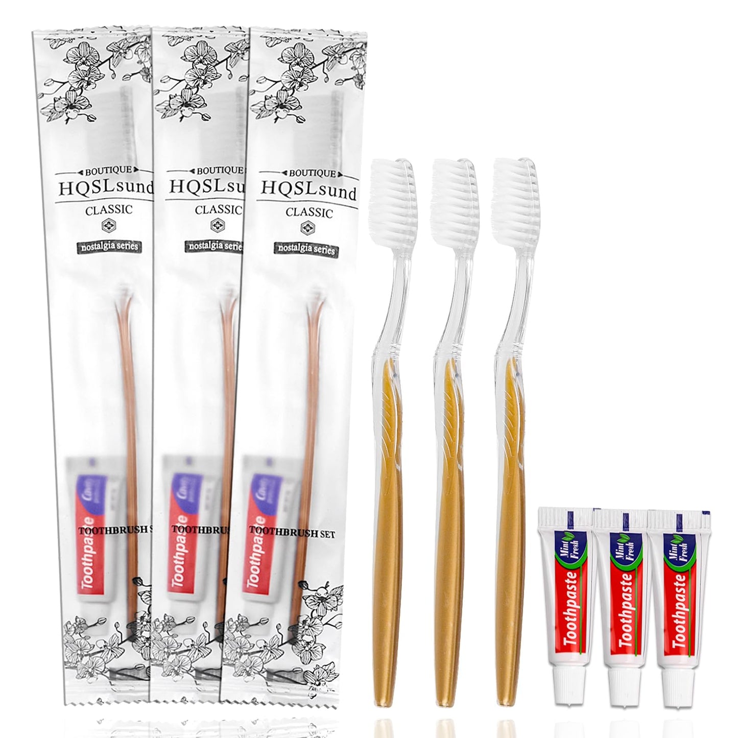Hqslsund 50 Pack Disposable Toothbrushes With Toothpaste Individually Wrapped, Travel Toothbrush Kit, Hotel Toothbrushes Bulk Fo