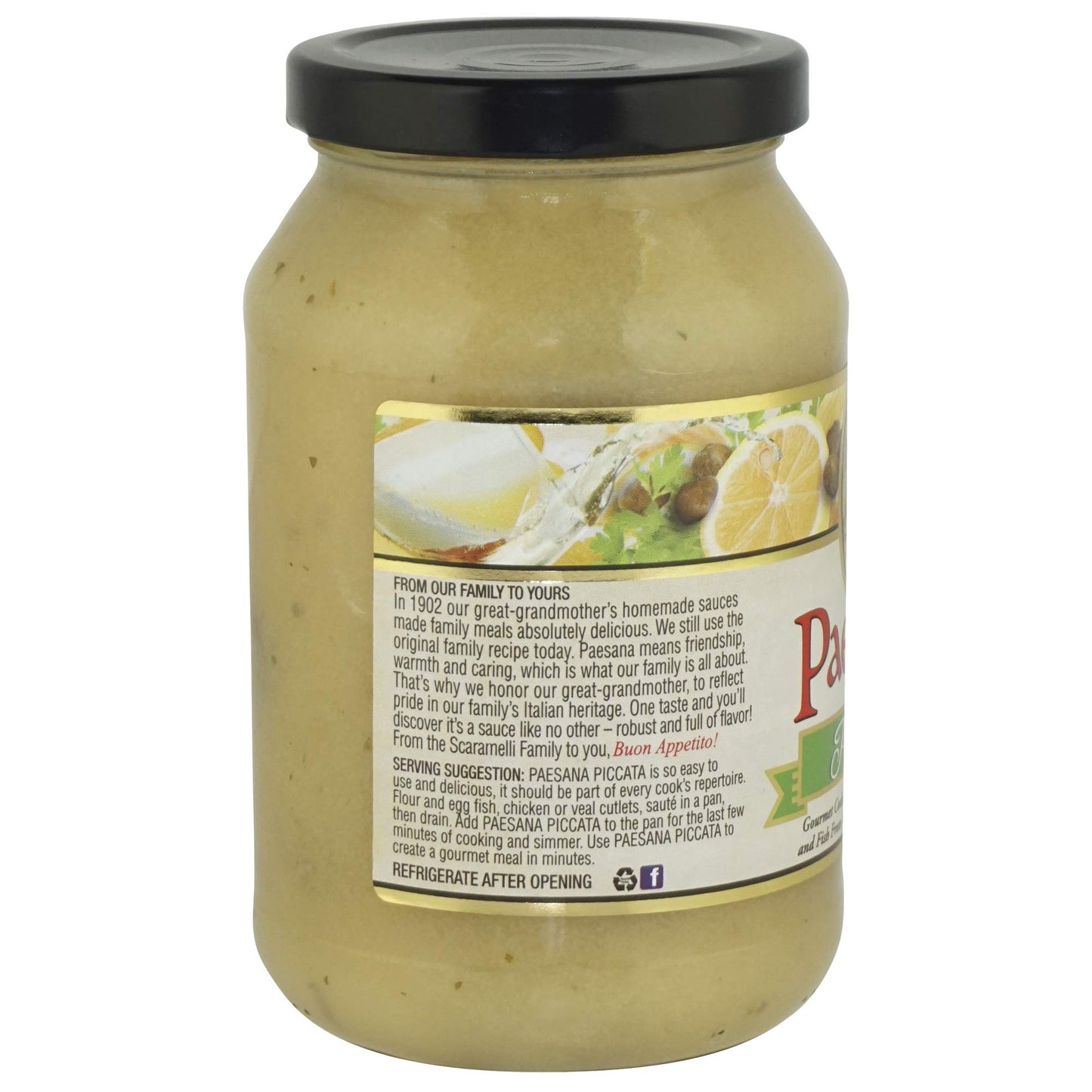 Paesana Piccata Gourmet Cooking Sauce, 15.75 oz Jar, Made with White Wine, Kosher Dairy, 2 Pack