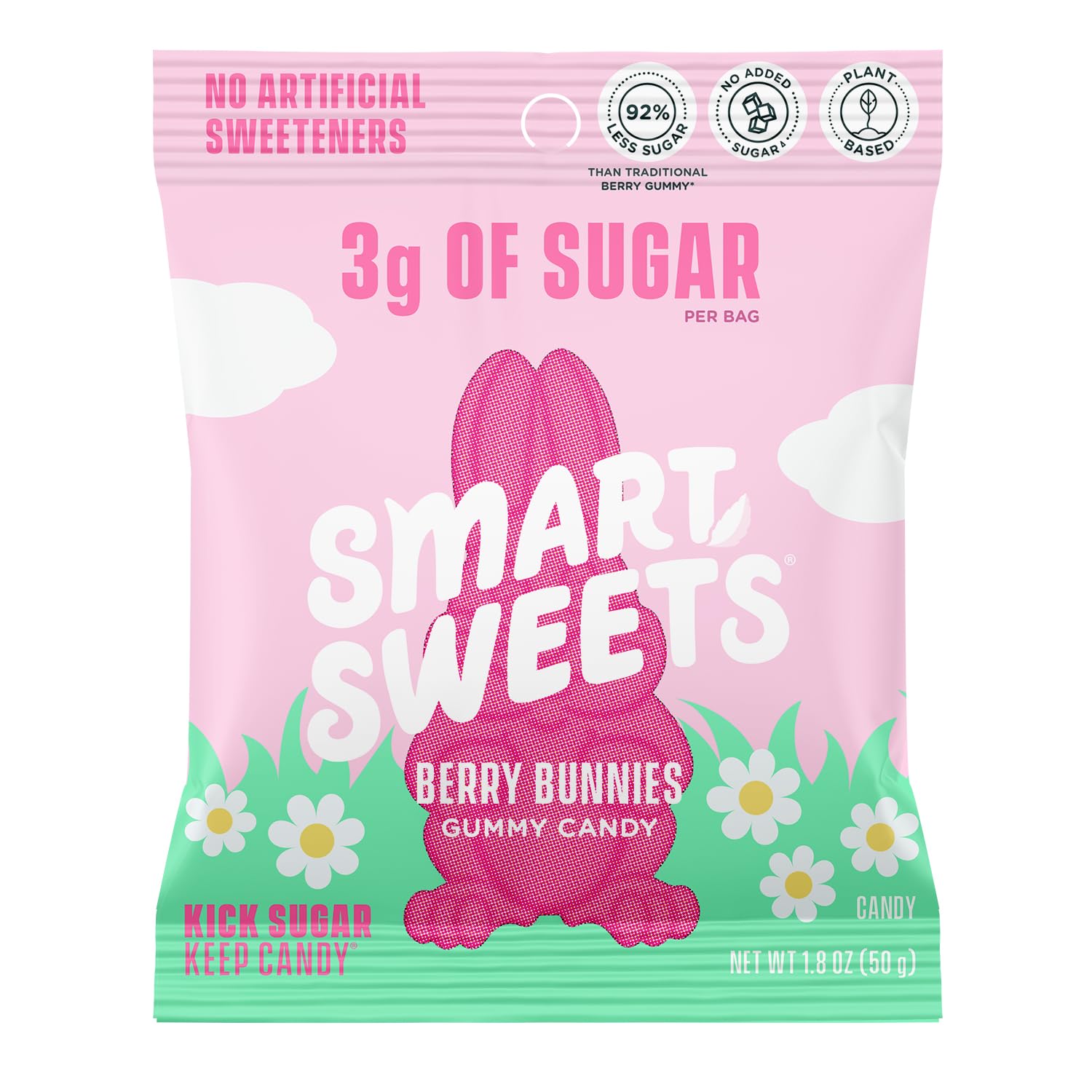 Smartsweets Berry Bunnies Easter Candy, 1.8Oz (Pack Of 14),Gummy Candy With Low Sugar, Low Calorie, No Artificial Sweeteners, Pl