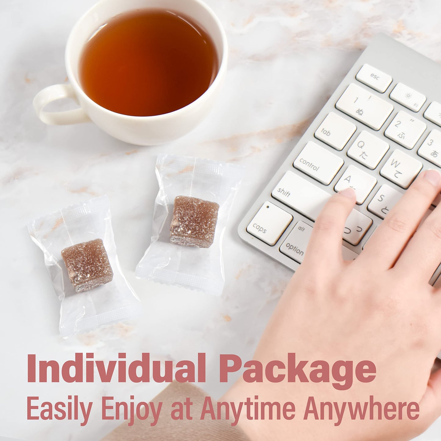 Japanese Mochi Candy Individually Wrapped, Adzuki Red Bean Flavor, Plant-Based Kanten Agar Sweets 300G?Yamasan?