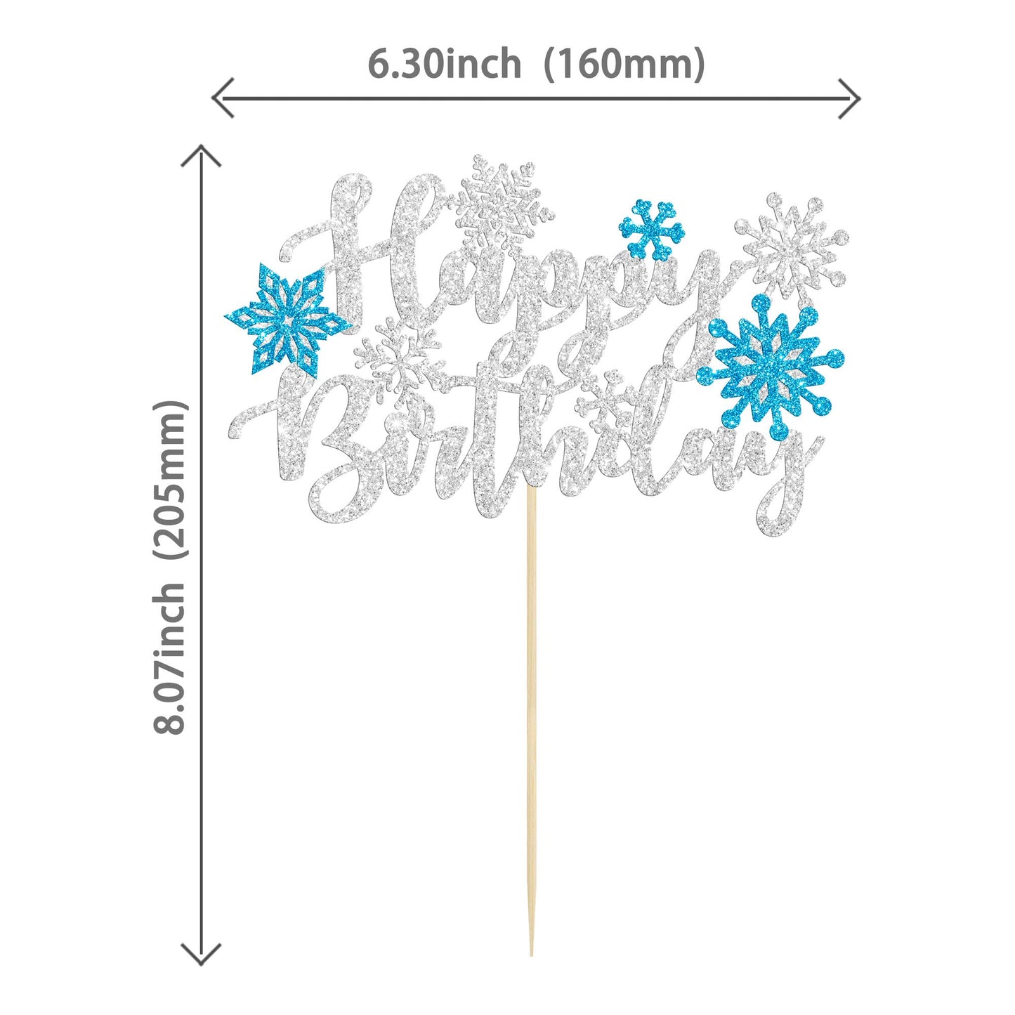 1Pcs Snowflake Happy Birthday Cake Topper Winter Wonderland Happy Birthday Frozen Birthday Cake Topper Decoration Snowflake Wint