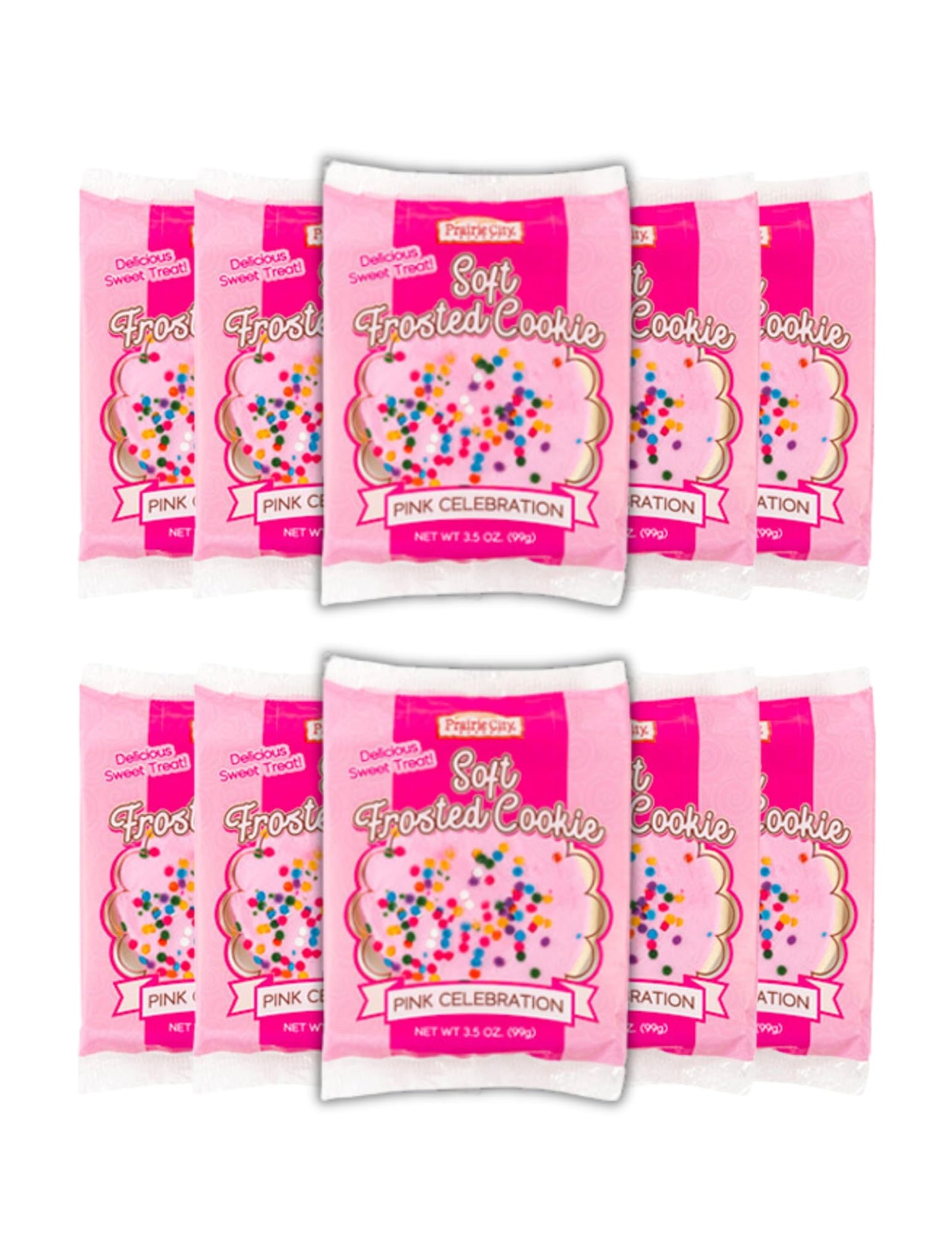 Prairie City Bakery Gourmet Pink Soft Frosted Cookies, Super Sized Down Home Cookie, Individually Wrapped Fresh, Great for Party
