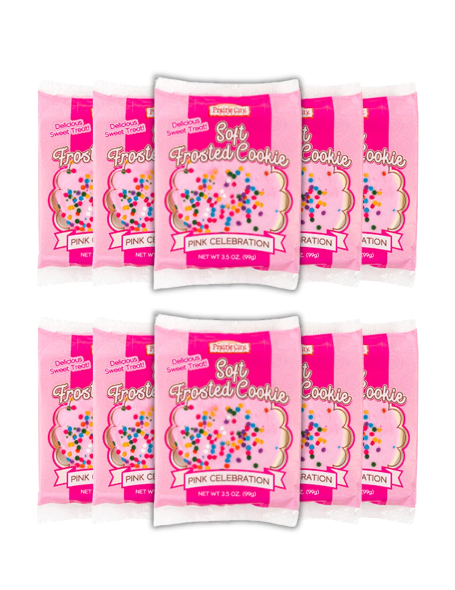 Prairie City Bakery Gourmet Pink Soft Frosted Cookies, Super Sized Down Home Cookie, Individually Wrapped Fresh, Great for Party