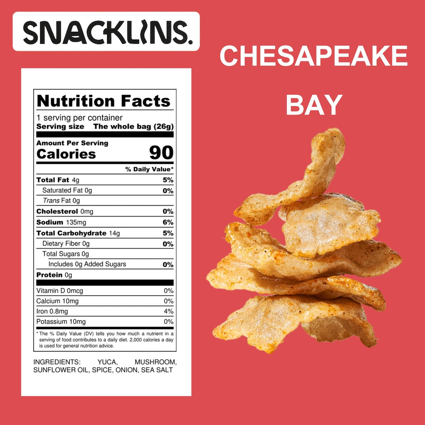 SNACKLINS Plant Based Crisps - Gluten Free, Vegan, 0.9oz Bag (Pack of 6)