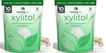 Pack Of 2 Morning Pep Pure Birch Xylitol (Keto Diet Friendly) Sweetener With No Aftertaste Bulk Size 10 Lbs (Not From Corn) Non Gmo Kosher Gluten Free Product Of Usa. Total 20 Lbs (320 Oz)
